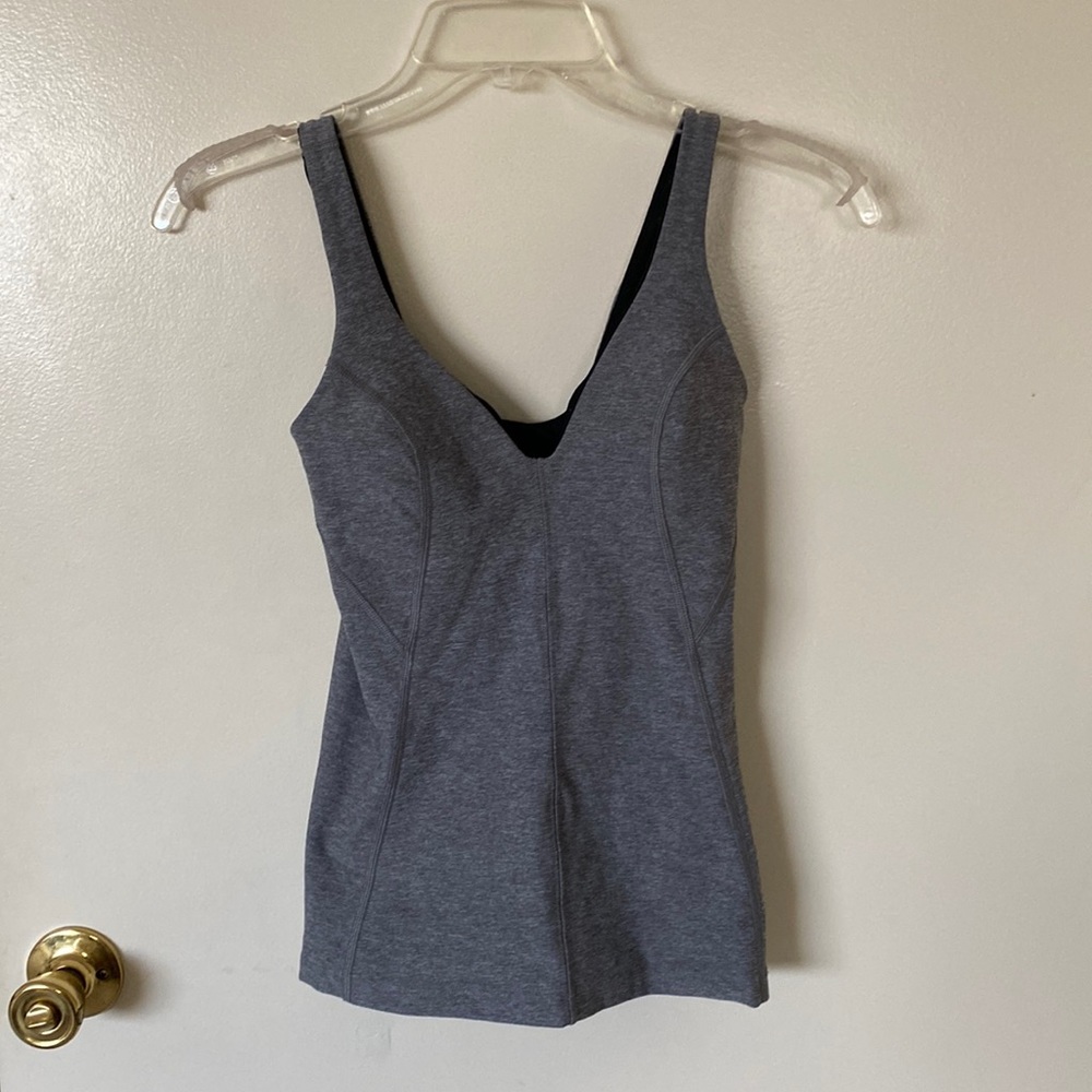 Grey Lululemon tank with built in sports bra